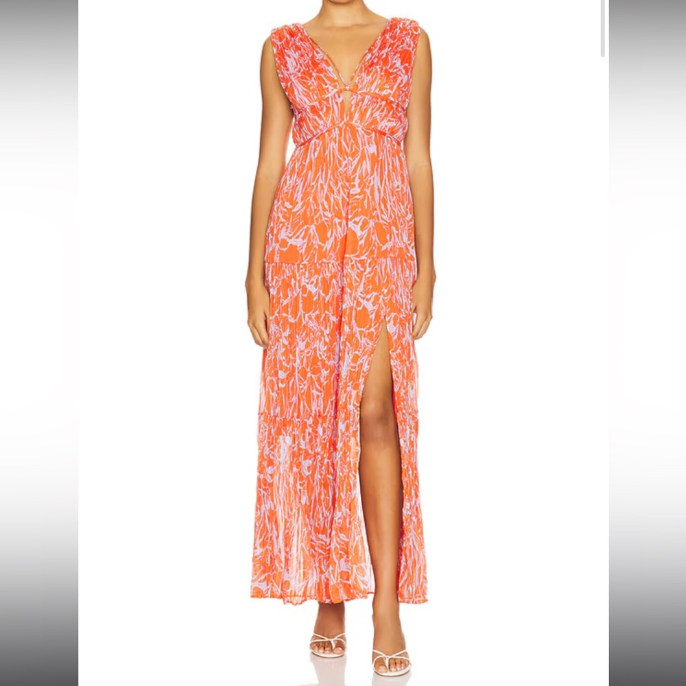 ASTR Orange Sleeveless Plunge Dress - NWT